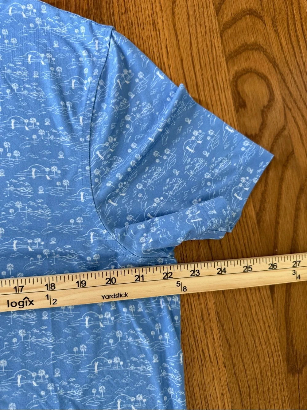 J. Crew Light Blue Tropical Print Performance Polo